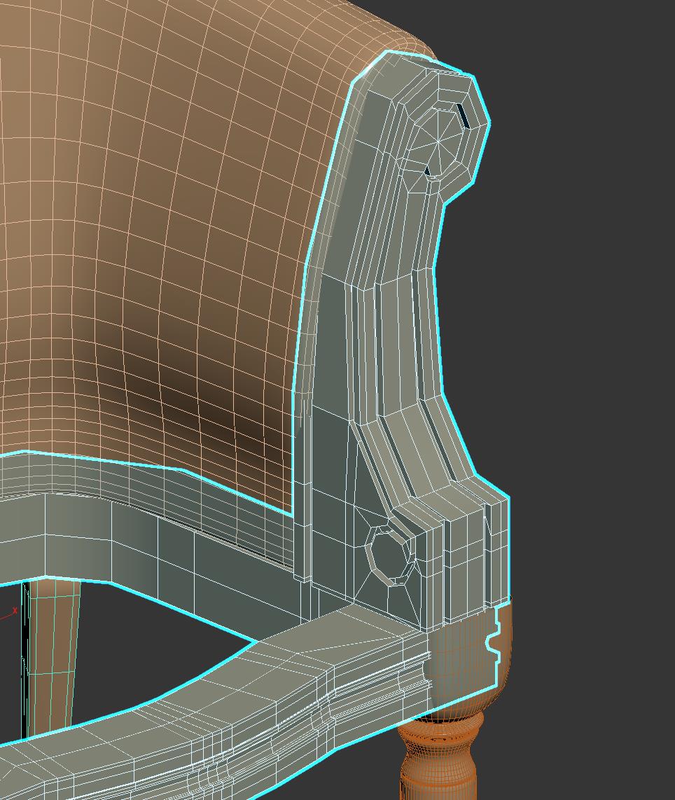 8.8 3dsmax家具把手涡卷木框架结构